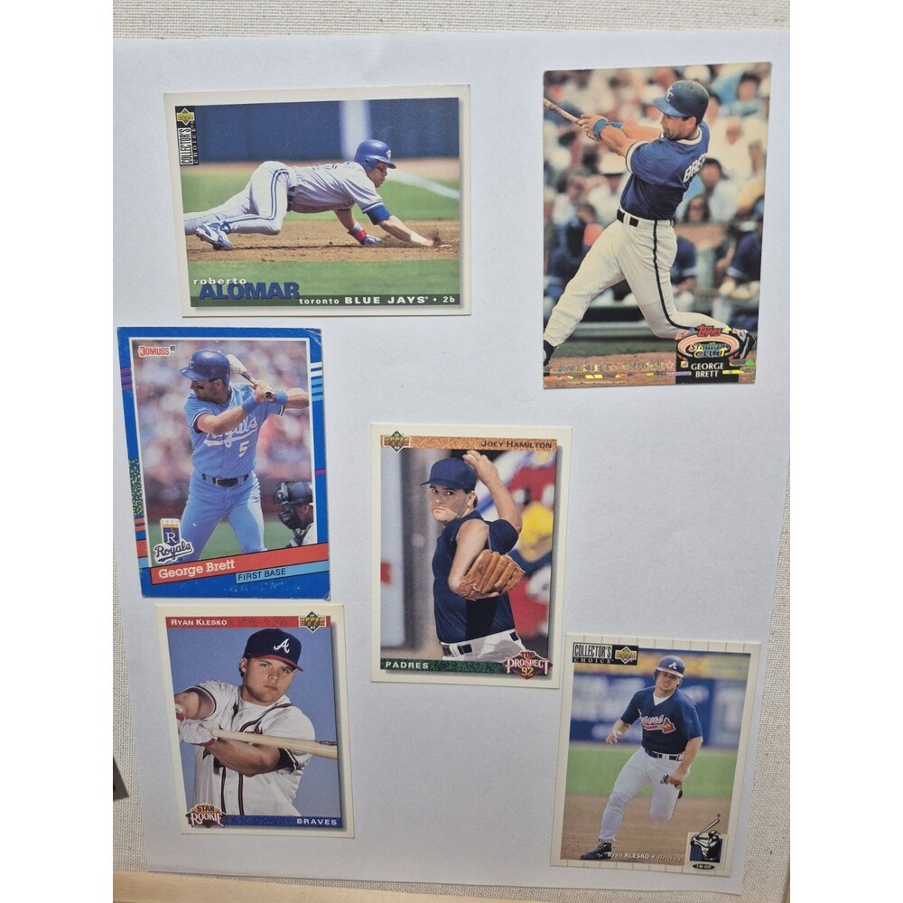 MLB Star Card Lot George Brett Roberto Alomar Ryan Klesko Joey Hamilton 6 Cards